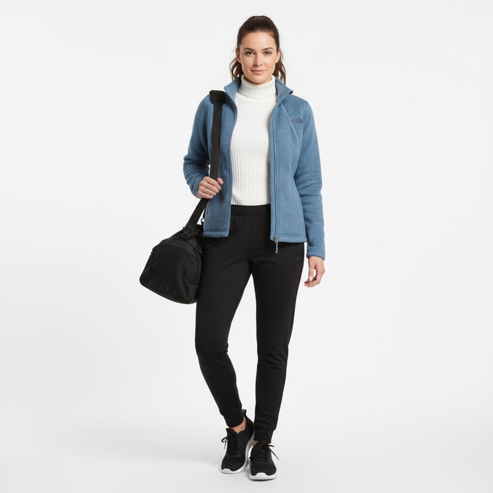 North Face Blue Knit Long Sleeve Zip Up Jacket M - Picture 6 of 6